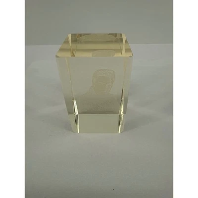 Elvis Presley Crystal Engraved Portrait Keepsake Desk Paperweight Display - Image 1 of 4
