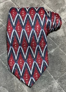 Roundtree & Yorke Silk Hand Sewn Red Geometric Men's Neck Tie 58"L & 3.75"W - Picture 1 of 8