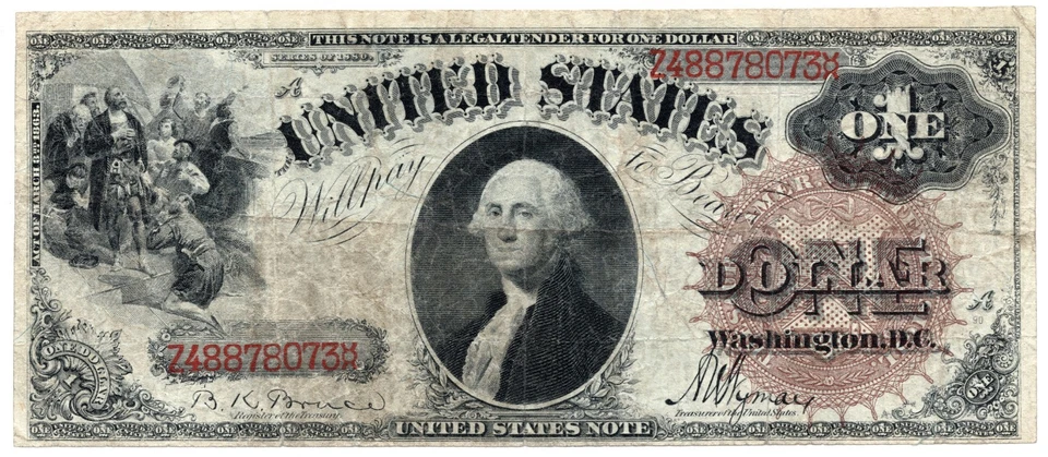 1880 $1 US Legal Tender Note, Fr. 30 - Attractive Fine! Scarce Large Brown Seal! - Image 1 of 3