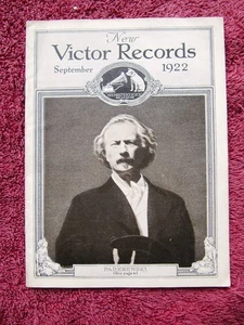 New VICTOR RECORDS Sep 1922 Ignace PADEREWSKI Piano Mengelberg Victrola CATALOG - Bild 1 von 6
