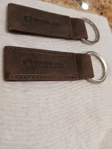TWO (2) Brown soft leather Wenger Swiss Army brown key fob - Bild 1 von 3
