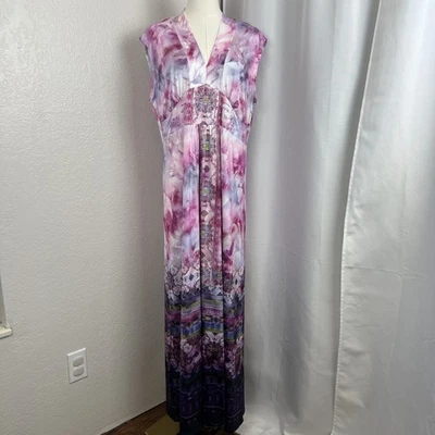 Vestido World Unity Mujer XL Rosa Acuarela Elastizado Boho Diosa Etérea Y2K Foto 1 de 4