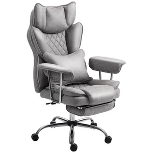 Leathaire Reclining Office Chair with Lumbar Support Pillow - Grey - Picture 1 of 12
