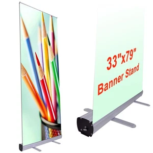 2pcs 33x79" Retractable Banner Stand Roll Up Pop Up Trade Show Display w/ Bag - Picture 1 of 8