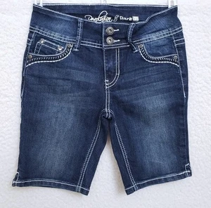 Revolution by Revolt Girls Bermuda Jean Shorts Size 12 Bling Pockets Stitched *I - Picture 1 of 4