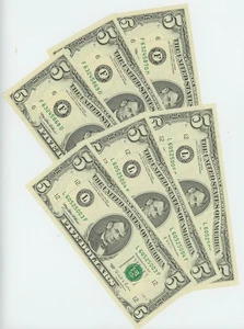 FR #1984 F/L $5 1995 (6) Federal Reserve Notes Atlanta & San Francisco DC-6266 - Picture 1 of 3