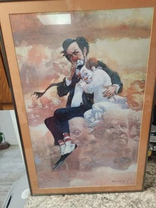 Robert Owen Clown Print Artwork Cloud "Friendship" Framed Creepy Litho - Picture 1 of 7