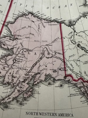 Alaska as ceded by Russia 1874 Mitchell hand colored nice map - Image 1 of 4