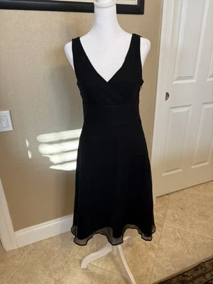 Vestido J Crew negro seda fit acampanado sin mangas talla 4 Foto 1 de 4