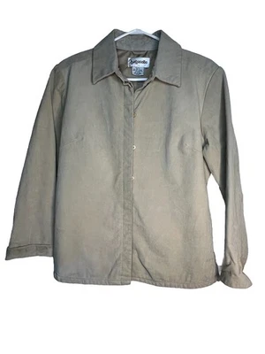 Chaqueta De Colección Moda Gamuza Cuero Beige Claro Botón Y2K Años 90 Grande Foto 1 de 4