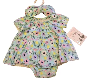 Duck Duck Goose Bodysuit Dress W/Headband, Floral Print, Size 6-9 Mos. Brand New - Picture 1 of 2