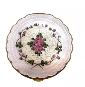 Rose Guilloché Vintage Decorate Polvere e Rouge La Mode Doppio Compatto - Foto 1 di 4