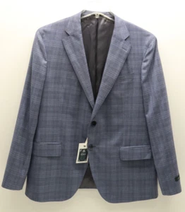 LUBIAM Men's 100% Wool Blue Check Sport Coat Size 56R - NEW - Picture 1 of 12