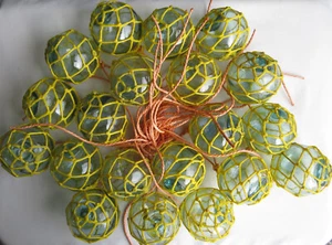 Pesce in vetro giapponese GALLEGGIA 3-3,5" lotto-20 RETI IN PLASTICA giallo corda lunga USA BZ - Foto 1 di 10