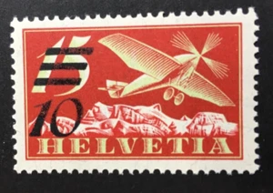Switzerland 1935 Air surcharge, 10c on 15c red and Green Mint Never Hinged - Bild 1 von 3