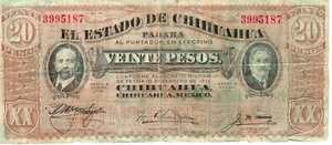 1915 Mexico 20 Pesos Banknote S537f VG/F - Picture 1 of 2