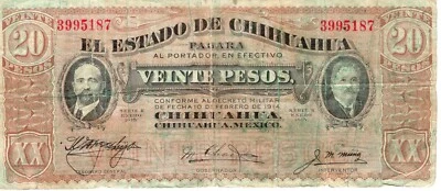 1915 Mexico 20 Pesos Banknote S537f VG/F - Image 1 of 2