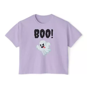 Cute Boo Ghost T-Shirt, Comfy Boxy Style Loose Fit Women's Shirt - Picture 1 of 5