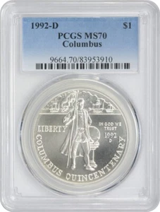 1992-D Columbus Commemorative Silver Dollar MS70 PCGS - Picture 1 of 2