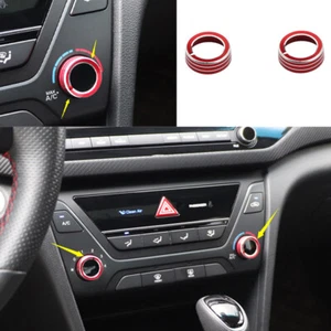 Red Aluminum Central Console Ac Knob Cover Trim 2X For Hyundai Elantra 2017-2018 - Picture 1 of 8