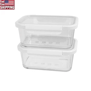 4 Tassen Glas Lebensmittel Aufbewahrung Behälter 2er Set Tritan Deckel Stapelbar BPA Frei Neu - Bild 1 von 5