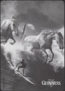 Playing Cards Single Card Old Wide GUINNESS Brewery Beer Advertising SURF HORSES - Picture 1 of 3