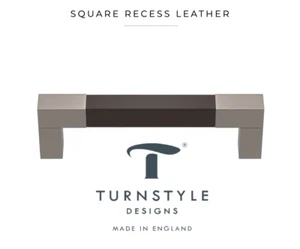 Manija cuadrada de gabinete de cuero de chocolate Turnstyle Designs R1173 192 mm SN - Imagen 1 de 12