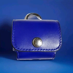 Coach Large Wireless Airpods Pro Case Gunmetal Sport Blue Leather C3749 NWT - Picture 1 of 18
