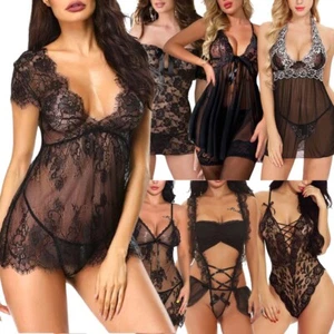 Women's Sexy-Lingerie Babydoll Sleepwear Underwear Lace Dress Nightwear G-string - Picture 1 of 233