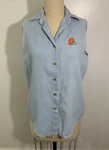 Vintage Hemd Denim Cleveland Browns bestickt Damen Medium - Bild 1 von 8