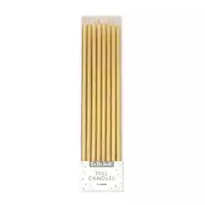 ON THE WALL® PARTYWARE - 16PK TALL SLIM GOLD CAKE CANDLES WITH HOLDERS £2.95 - Picture 1 of 4