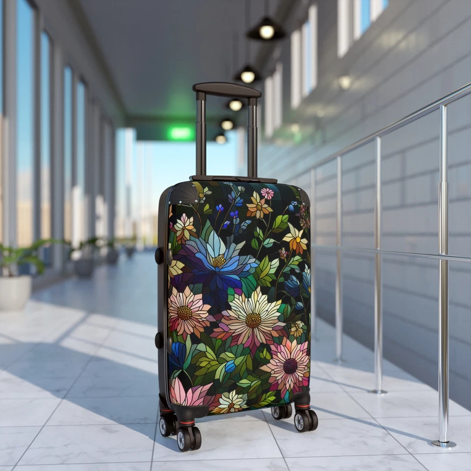 Suitcase. Stainglass, Elegant, Fashonable, Flower print. - Image 1 of 1