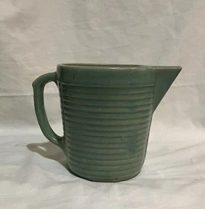 Vintage/Antique  Monmouth Pitcher~Jadeite Green Ribbed Pottery Pitcher~ 5 1/2" - Picture 1 of 10
