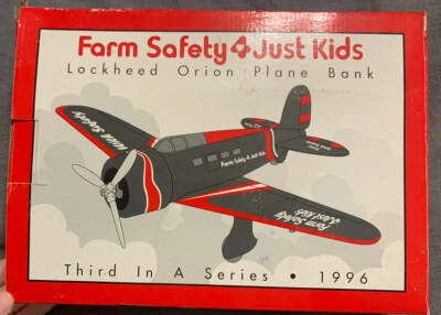 Lockheed Orion Plane Bank Diecast Bank for Spec Cast Farm Safety 4 Just Kids ‘96 - Image 1 of 4