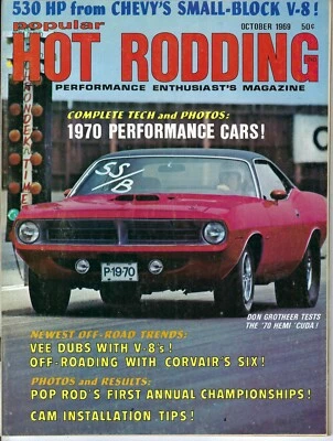 1970 musclecars featured, 1970 Plymouth Cuda 426 tested in vintage rare magazine - Image 1 of 2