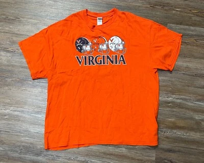 University Of Virginia Football T-Shirt - Men Size XXL - 100% Cotton - Vintage - Image 1 of 3