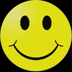 Smiley Gesicht gelb Happy Drink Untersetzer Polyester oben Gummi unten 4er Set NEU - Bild 1 von 2