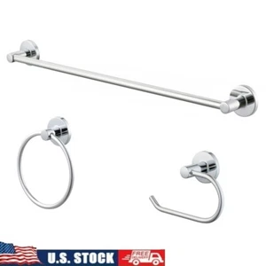 Kit accessori bagno moderno rotondo 3 pezzi porta asciugamani anello porta carta igienica - Foto 1 di 9