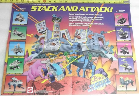 Vintage Mattel Jayce Wheeled Warriors Cartoon Figure POSTER comic on back,H Cover
