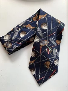 FN Fashion Neckwear Golf Clubs Men's Silk Neck Tie Navy Blue Red Brown Tan - Picture 1 of 2