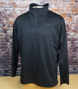 Nike Dri Fit Thermal 1/4 Zip Long Sleeve Pullover Shirt Jacket Black Mens Large - Picture 1 of 9