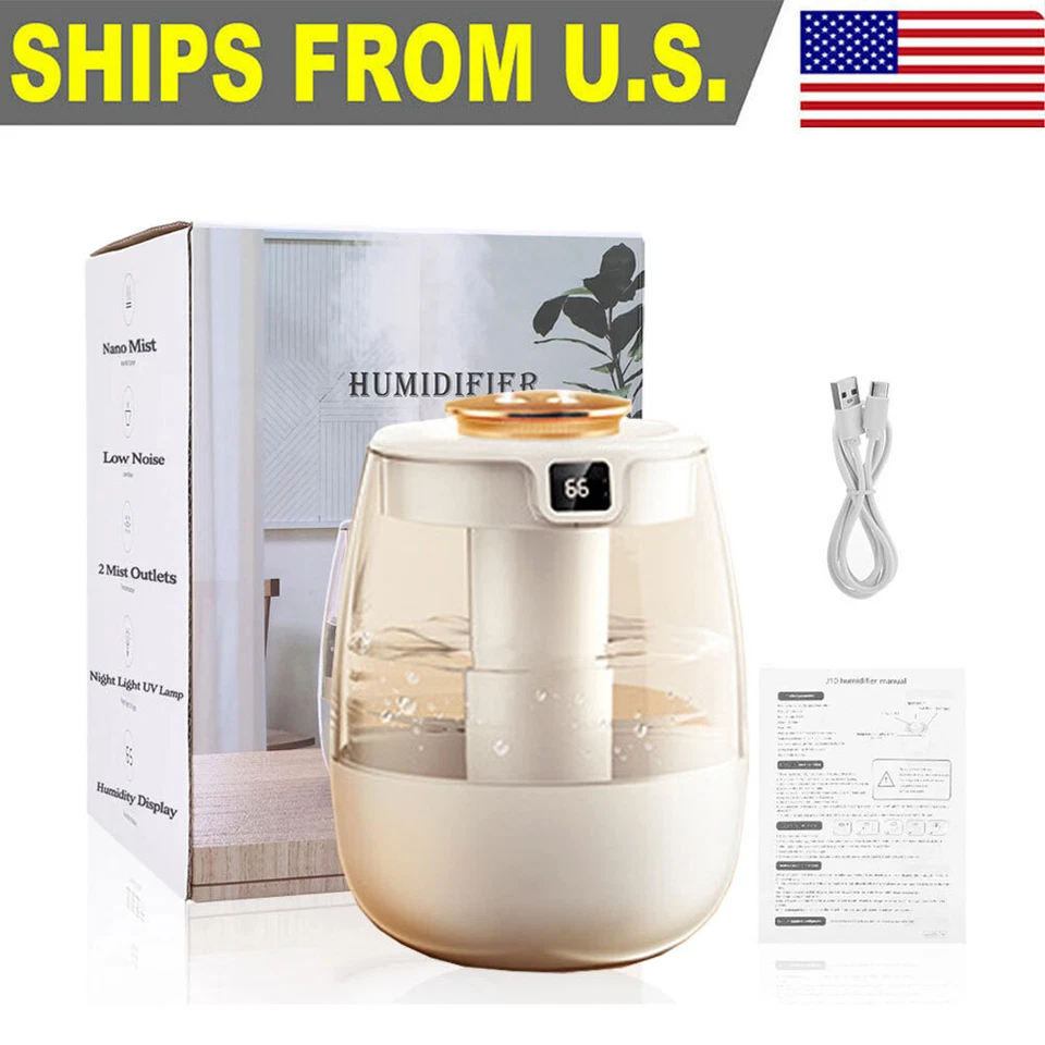 2L Humidifiers for Bedroom Ultrasonic Warm & Cool Mist LED Humidifier Top Fill - Image 1 of 4