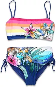 NWT Hobie Kids' Bandeau Top High Waist Bikini Set Girl's 12 Blue - Picture 1 of 2