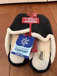 Women's Deluxe Dearfoam Adapt Memory Foam SIZE 9-10 Black MACI Slippers New - Picture 1 of 2