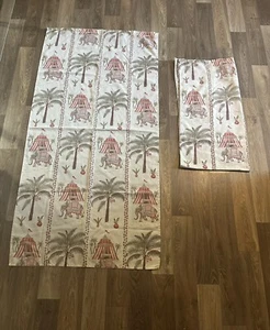 2 Duschvorhang Paneele Indien Palme Elefant Motiv Stoff 69"x34" - Bild 1 von 7