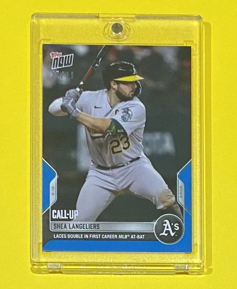 2022 MLB Topps Now Shea Langeliers Call-Up BLUE PARALLEL /49 SSP Athletics #724 - Image 1 of 3