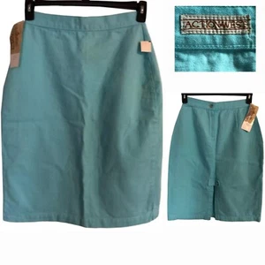vtg ACTION WEST Turquoise Denim Skirt Sz 13 NWT High Waist Made in USA - Picture 1 of 10