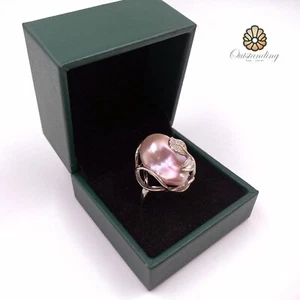 Large Real Natural Sea Baroque Pearl Ring 925 Sterling Sliver Adjustable Women - Picture 1 of 17