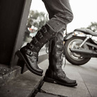 Punk Military Mid Calf Boots Mens Riding Motorcycle Combat Lace Up Casual Boots