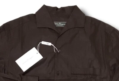 Camisa Salvatore Ferragamo Granate Manga Larga Algodón Talla Grande Hecha en Italia Foto 1 de 4